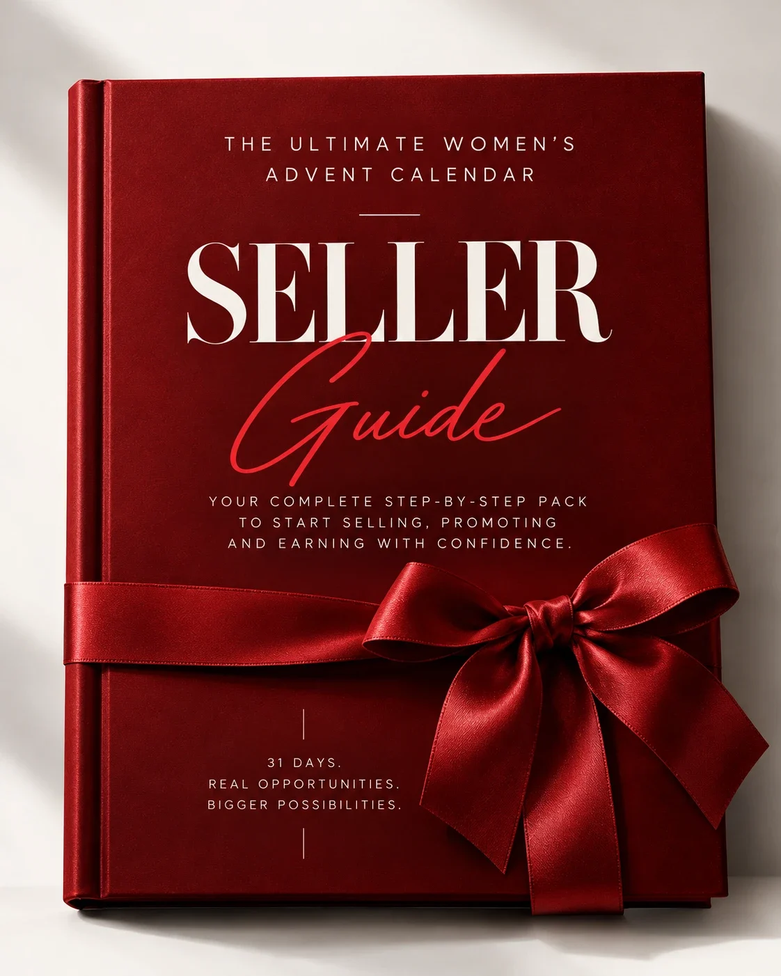 The Seller Guide, a red book tied with a satin bow